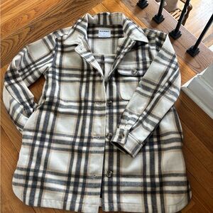 Old Navy Cream and Black Plaid Coat